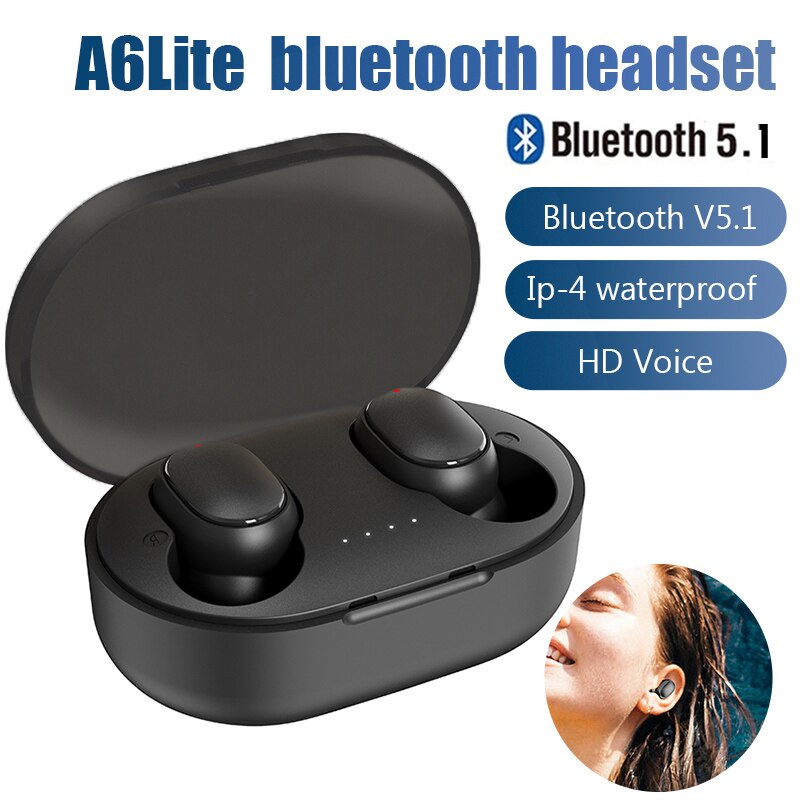 A6Lite Tws Koptelefoon Draadloze Bluetooth Hoofdtelefoon Waterdichte Sport Headset Ruisonderdrukking Oordopjes Met Microfoon Voor Smartphones