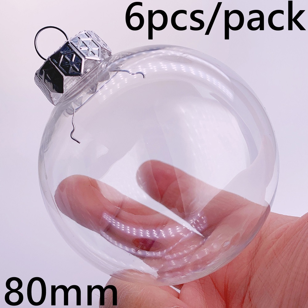 6 Stuks X Diy Shatterproof Transparant Huis Kerstversiering Kerstbal Ornament 115*60Mm Plastic Diamant