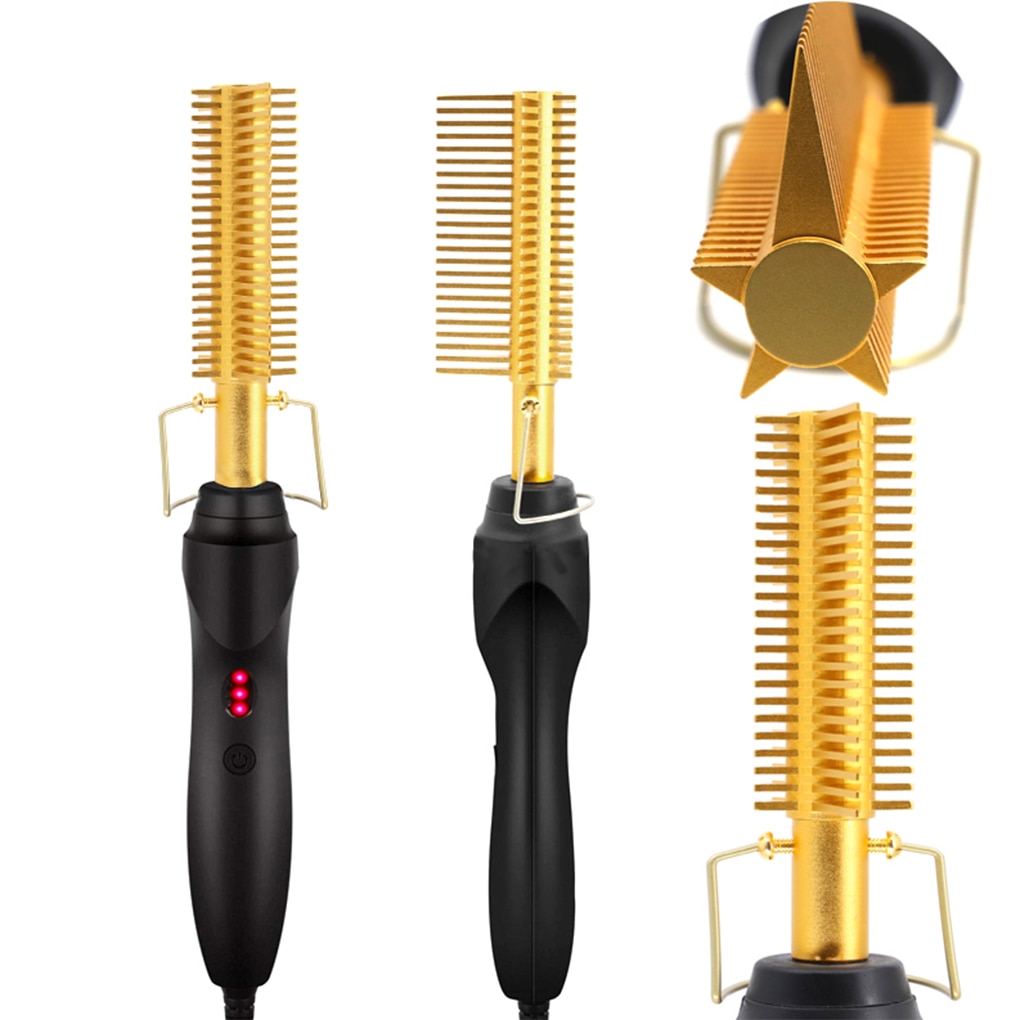 Heating Hair Straightener Wet Dry Hair Corrugation Curling Curler Flat Irons Straightening Brush Hair Straight Comb Styler