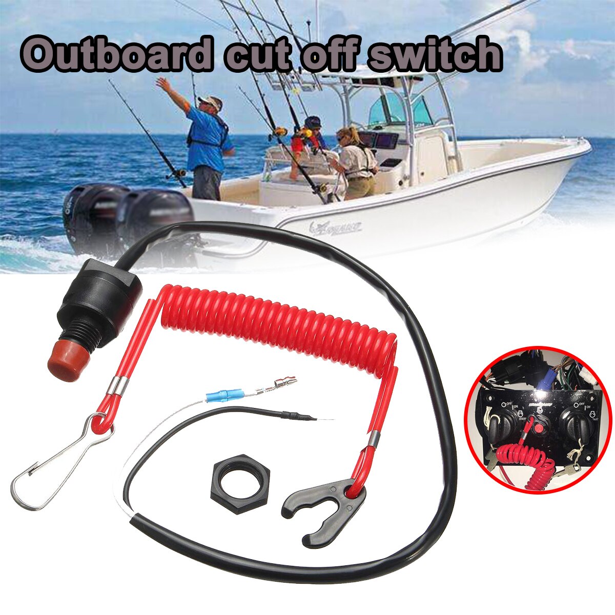 Kill Stop Outboard stop Kill Switch Cut off Switches Switch & Safety Tether Lanyard Plastic Boat Motor for Yamaha /Tohatsu