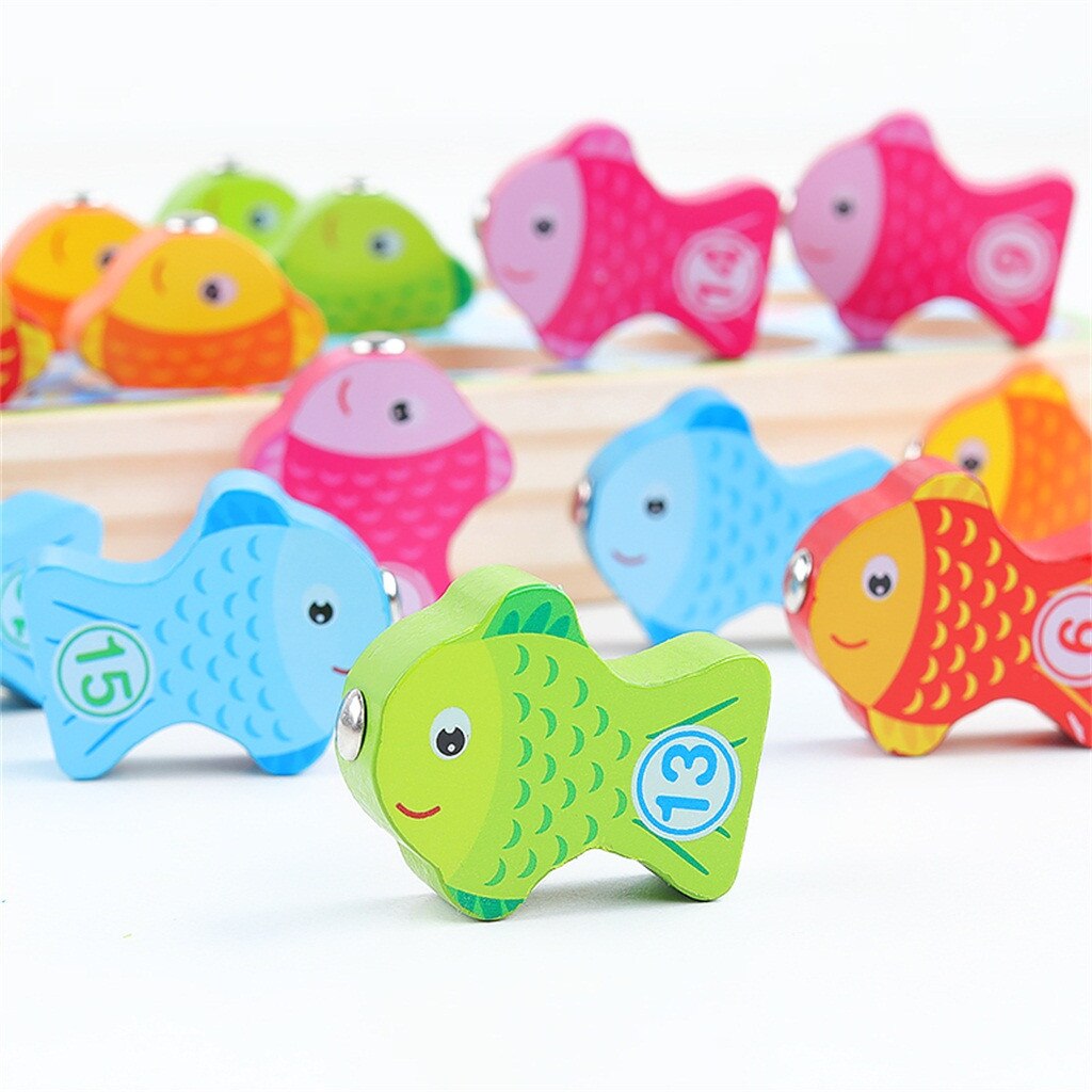 Magnetic Fishing Toys Fish Wooden Magnetic Fishing Toys 10Pcs Set Fish Game Educational Fishing Toy zabawki dla dzieci juegos