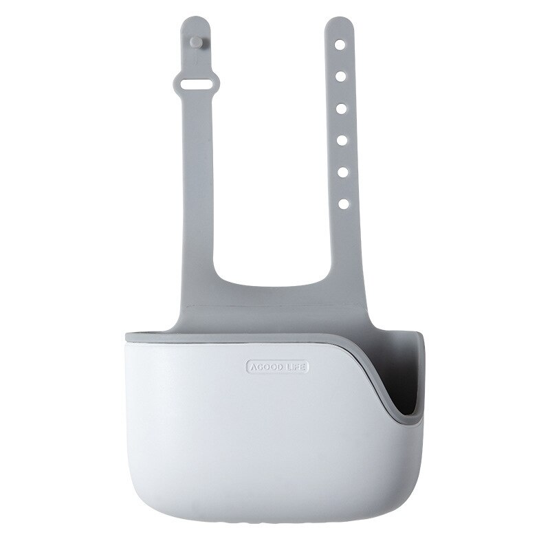 Justerbar vask hylle såpesvamp avløpsstativ oppbevaringskurvpose kranholder baderomsholder vask kjøkkentilbehør verktøy