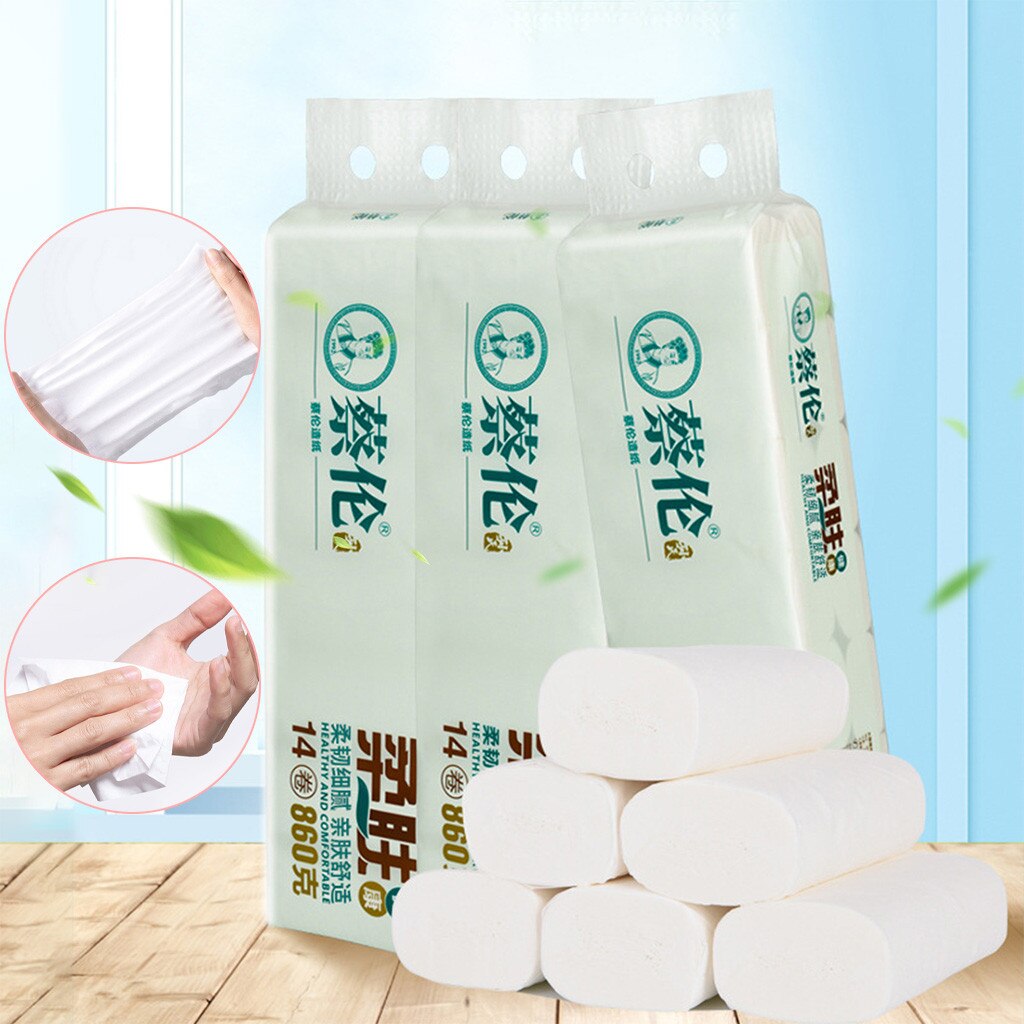 In stock White Toilet Paper Toilet Roll Tissue Roll Pack Of 14 4Ply Paper Towels Tissue Household Toilet Tissue Paper