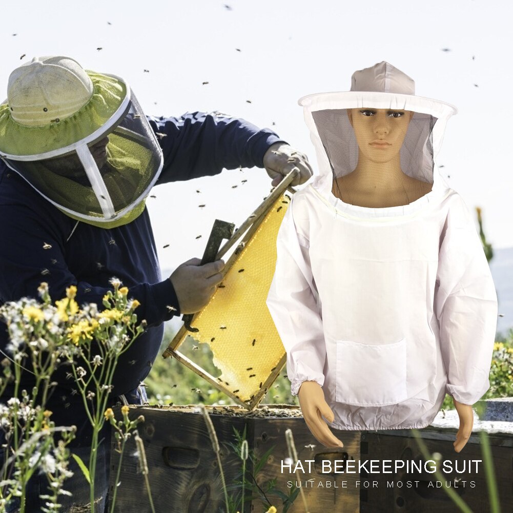 Zipper Beekeeping Jacket Beekeeper Equipment Pro Protective Clothing Suit Beekeeping Supplies with Detachable Veil Cap