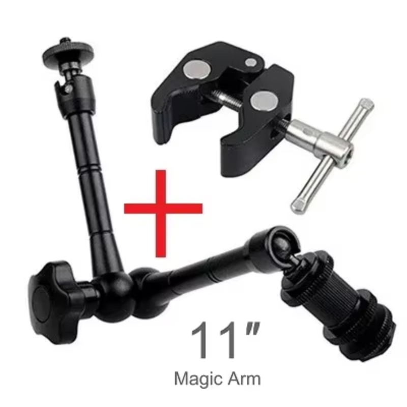 Super Klemme 7/11 Zoll verstellbarer magischer Gelenkarm zur Montage von Monitor, LED-Licht, LCD-Videokamera, Blitzkamera, DSLR: Weiß