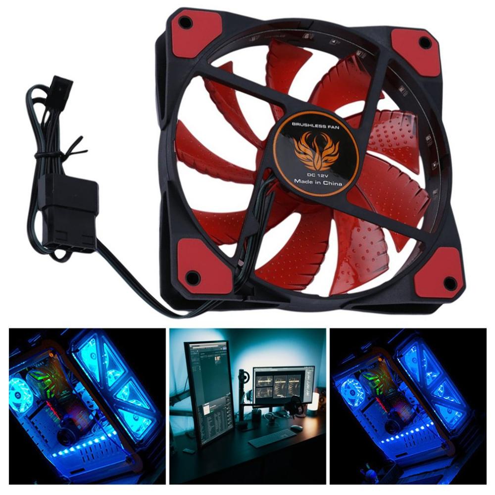 120Mm 15 Led Ultra Stille Computer Pc Case Cooling Fan Cpu Cooler 12V Met Rubber Rustig Molex Connector 3/4Pin Plug Fans Cooler