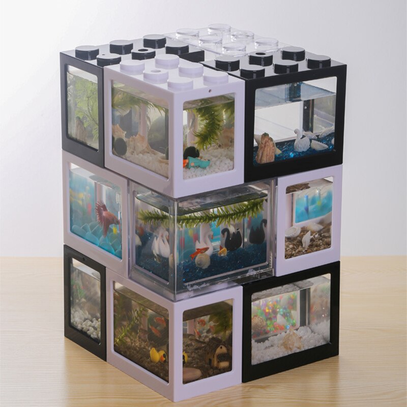 Mini Aquarium Combinable , petit Aquarium Betta, boîte à fourmis, boîte à chenilles, bricolage aménagement paysager d'aquarium