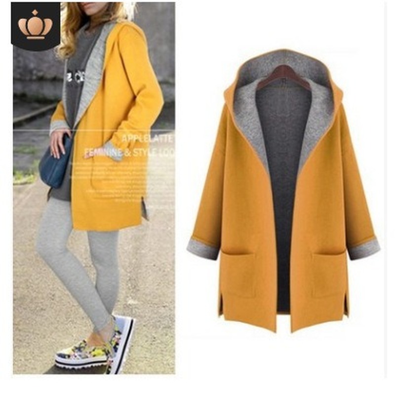 Mujer invierno herfst plus size losse jas dames lange jassen koreaanse styl dame jas abrigos mujer elegante l -5xl
