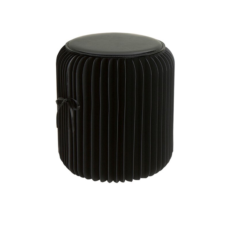 Taburete de papel plegable nórdico para el hogar, silla ultrafina para sala de estar, dormitorio, pasillo, taburete redondo portátil: black 35cm