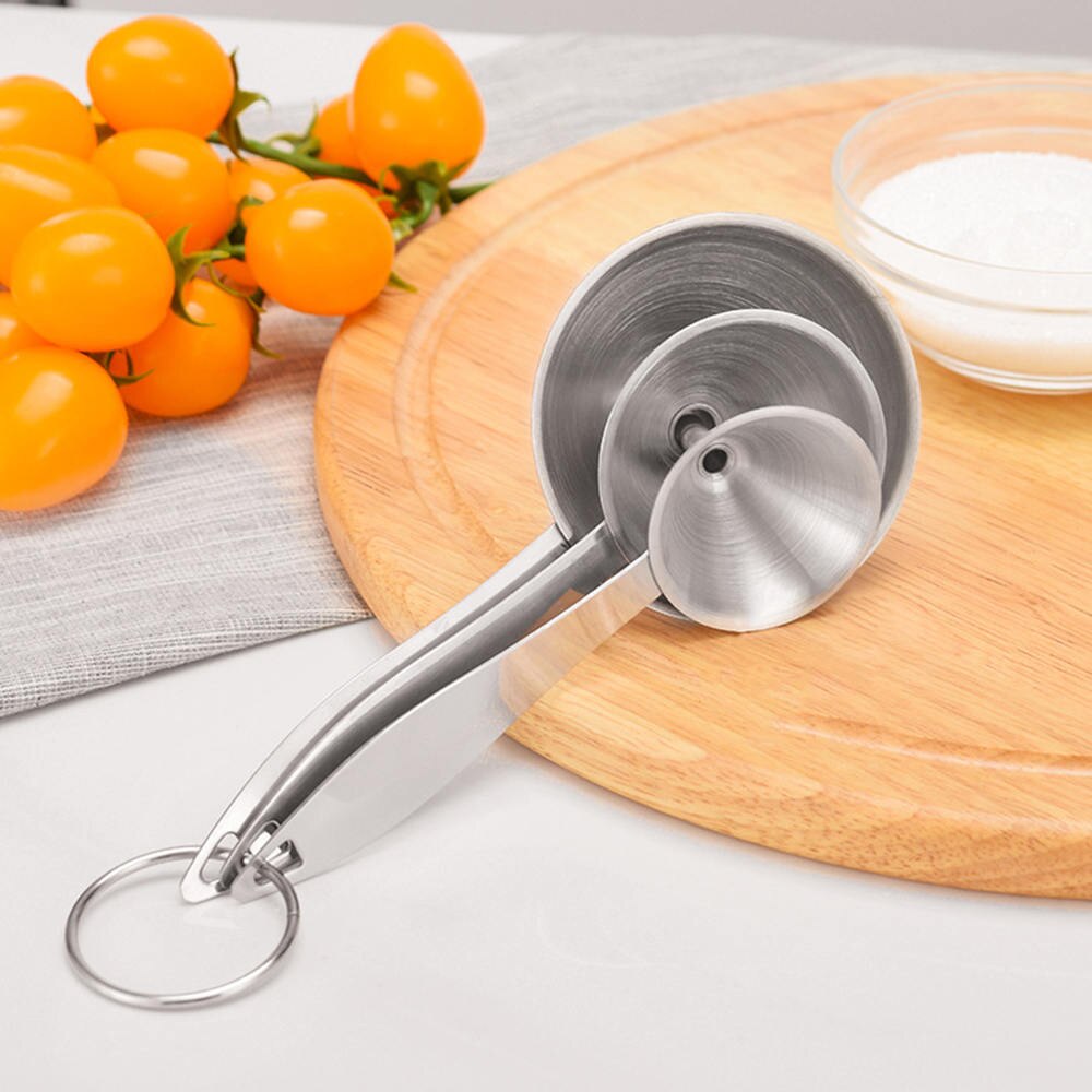 3pcs Portable Stainless Steel Funnel Small Mouth Mini Bar Wine Flask Funnel Kitchen Essentail Oil Funnel Tools Home Accessories