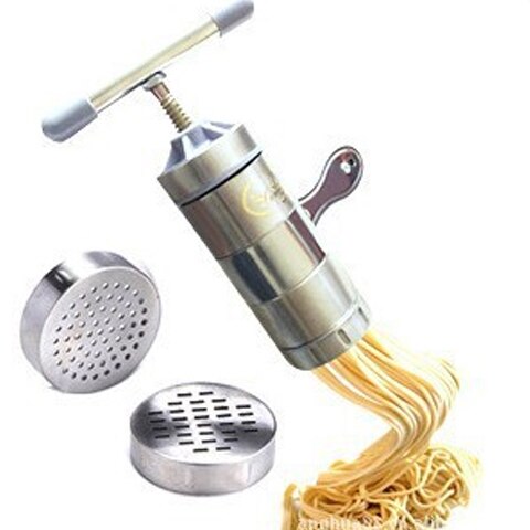 Noodle maker håndlavet noodle maskine husholdnings manuel rustfrit stål pressemaskine køkkenværktøj hul nudel maskine: 2
