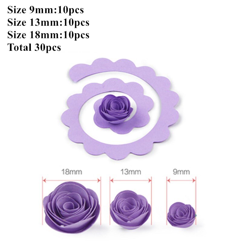 30pcs Multi Size Rose Flower Quilling strisce di carta Craft Make Paper Flowers Kit per Scrapbooking Quilling Paper Set: Light Purple
