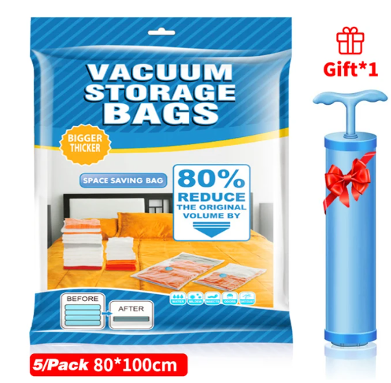 Sac de rangement sous vide, sac de rangement sous vide pour vêtements, sac de rangement pour literie, oreillers, serviette, gain d'espace, sac de voyage scellé avec Valve: rosé Gris