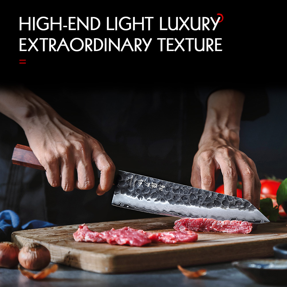 HEZHEN 2PC Kitchen Knife Set 3 Layers Composite Steel Beautiful Box Chef Utility Retro Series Stainless Steel