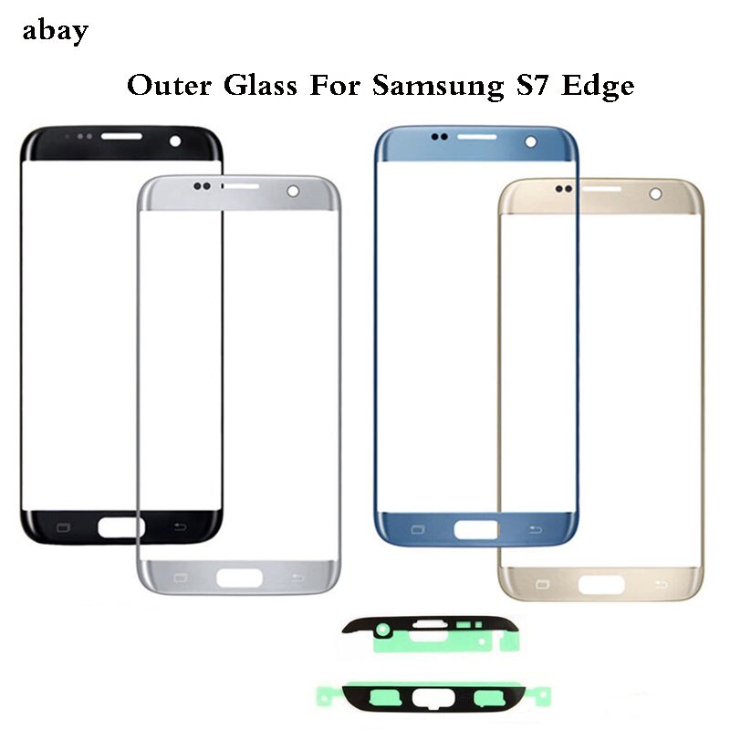 S7 S6 EDGE Front Outer Glass Lens Cover replacement For Samsung Galaxy S6 S7 Edge G925 G935 G935F G935FD LCD glass+Adhesive