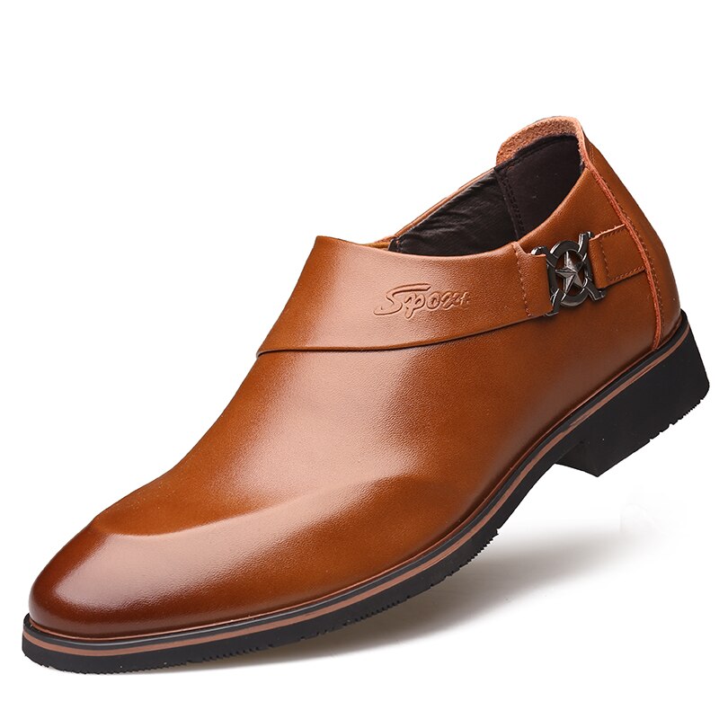 Goxpacer business sko mænd bryllup sko vintage metal spænde læder flats sko pu åndbar