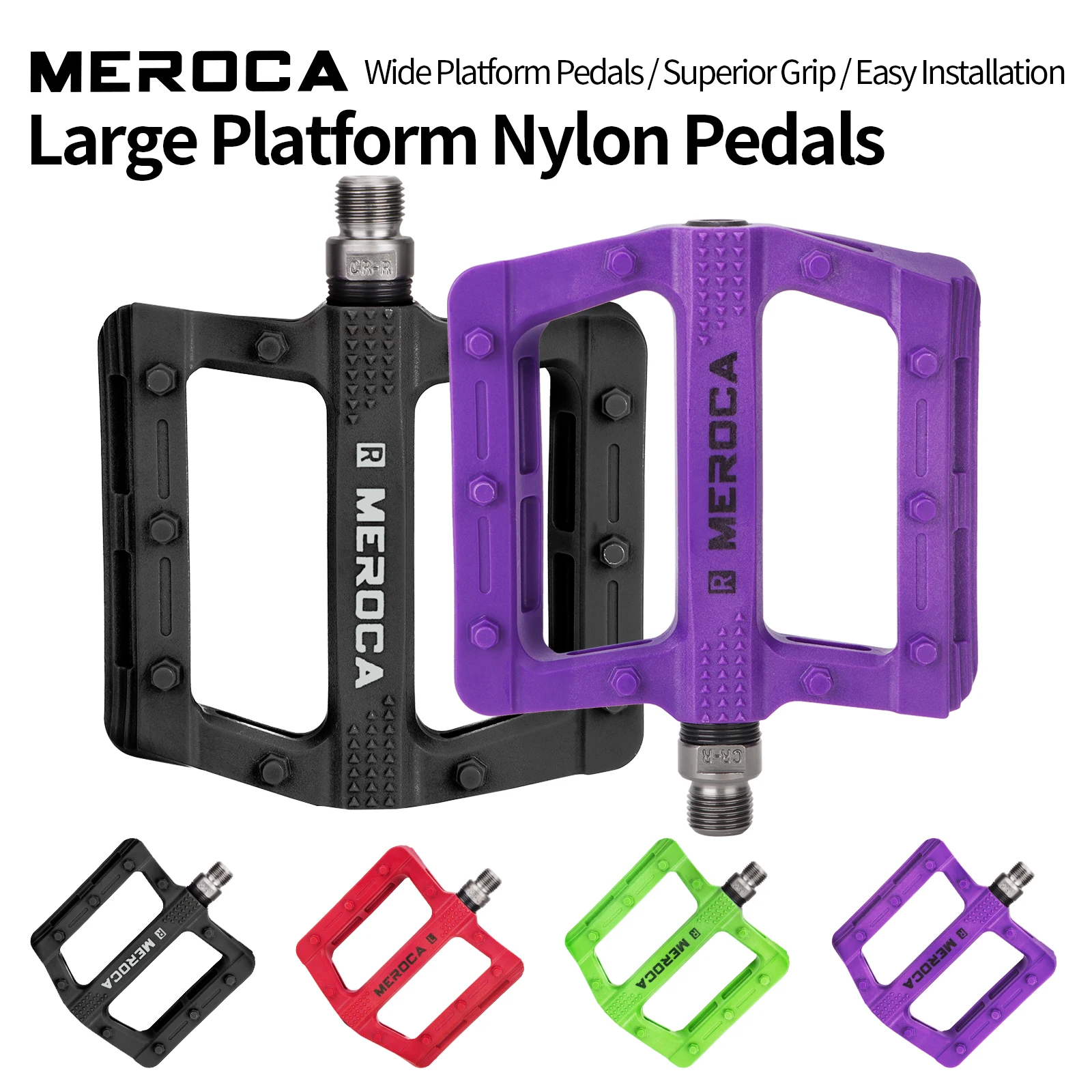 MEROCA Nylon Fietspedaal Verbreed Antislip Mountainbike Pedalen Wegfietspedaal Universeel Fietspedaal