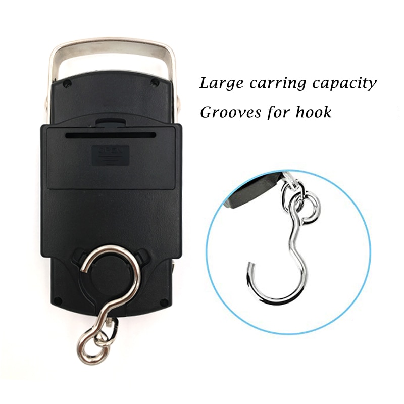 BECBI 110lb/50kg Electronic Weighing Scale Digital Fishing Postal Hanging Hook Scale with Measuring Tape Lcd scale