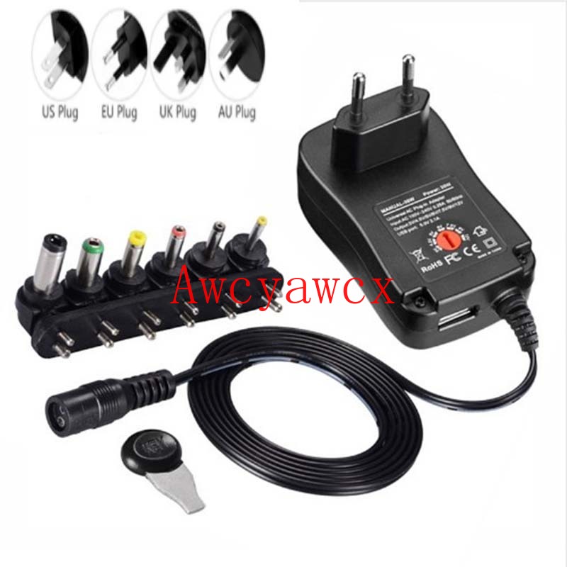 30W Universal AC Wall Plug Power Adapter 3v 4.5v 5v 6v 7.5v 9v 12v 2.5A 2500mA charger with 6pieces tip Switching power supply