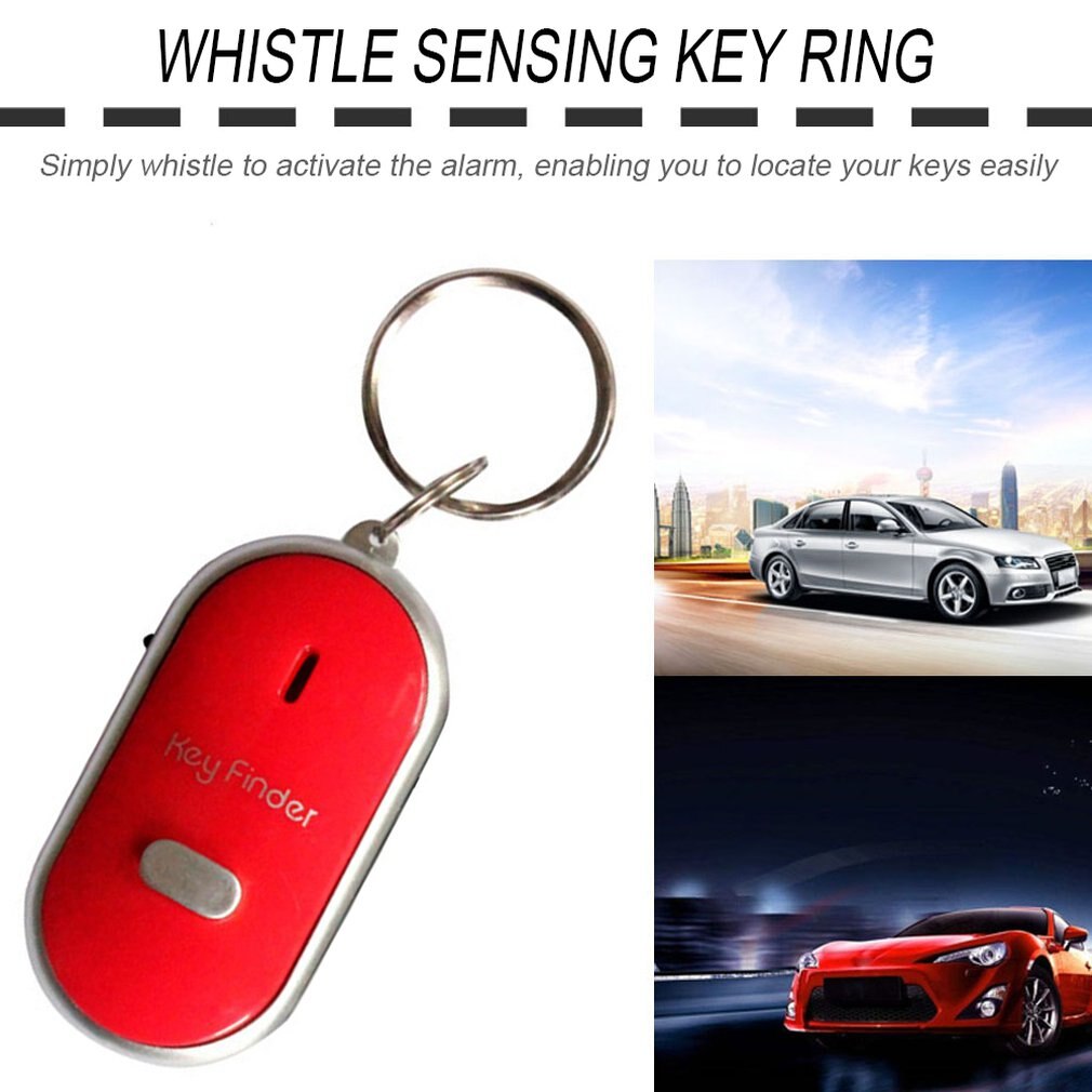 Mini Fluitje Anti Verloren Keyfinder Alarm Portemonnee Huisdier Tracker Smart Knipperende Piepen Remote Locator Sleutelhanger Tracer Key Finder + Led