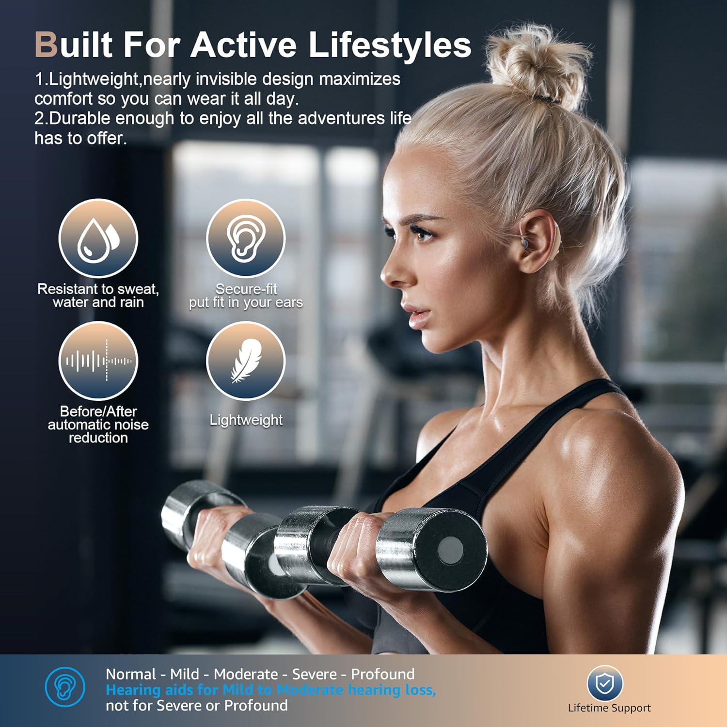 Rechargeable hearing aids with bluetooth, bluetooth hearing aids for seniors and adults, noise reduction OTC hearing aids