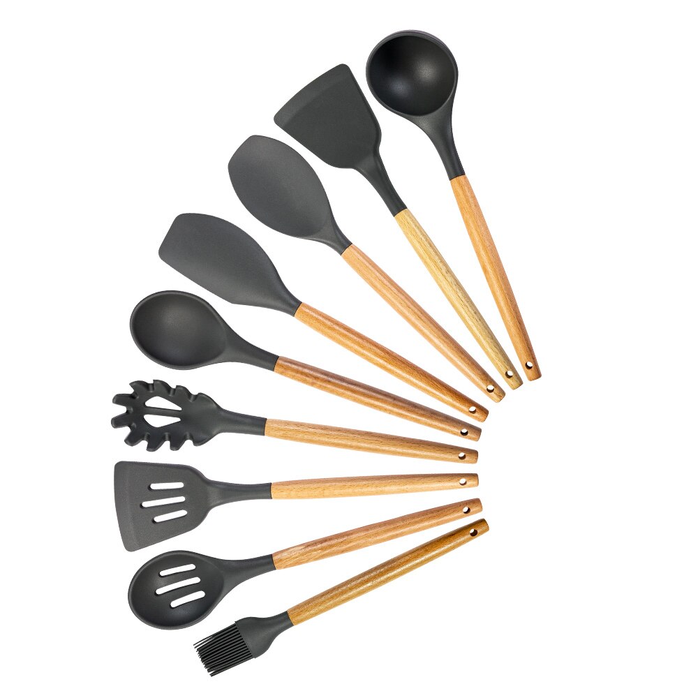 Cooking Tools Set Premium Silicone Kitchen Cooking Utensils Set With Storage Box Turner Tongs Spatula Spoon Turner 8 or 11pcs: G