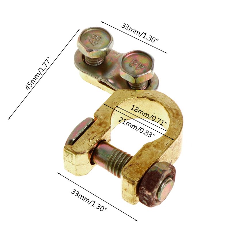 2Pcs Replacement Auto Car Battery Terminal Clamp Clips Brass Connector