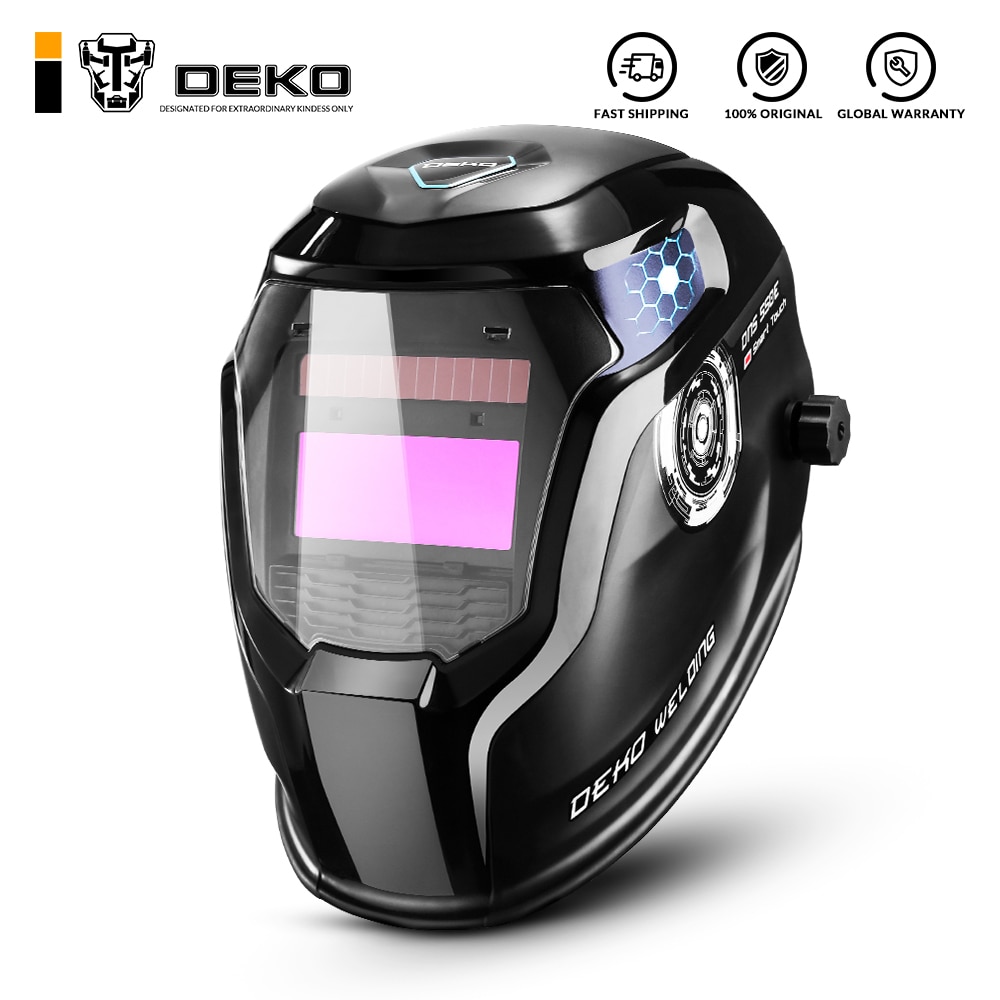 DEKO DNS-550E Upgraded Solar Power Auto Darkening Welding Helmet Shade Range 4/5-8.5/9-13.5 Welding Mask for TIG MIG MMA