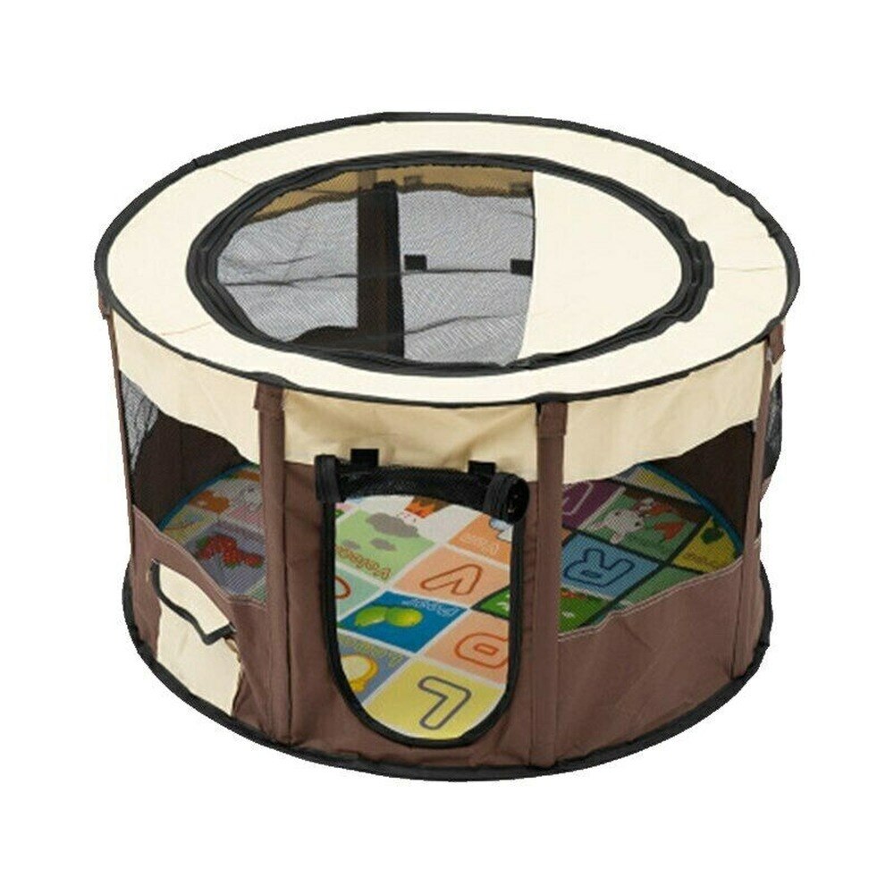 Outdoor Dog Cat Kennels Fences Pet Tent Houses For Small Large Dogs Foldable Playpen Indoor Puppy Cage Dog Crate Room: Brown / S 72x72x40cm