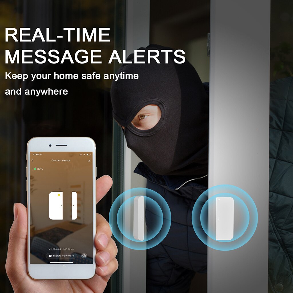 Wireless Door Window Alarm Contact Sensor Wireless Smart for Apartment Dorm House Anti-Theft