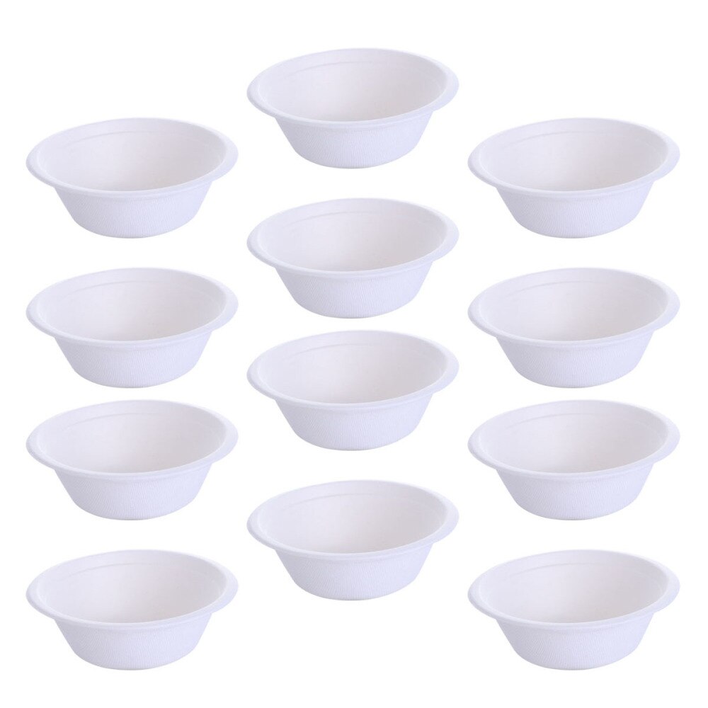 25pcs Paper Bowl Disposable Round Shape Food Bowl Dinnerware Tableware for Party Banquet Home: White 25pcs