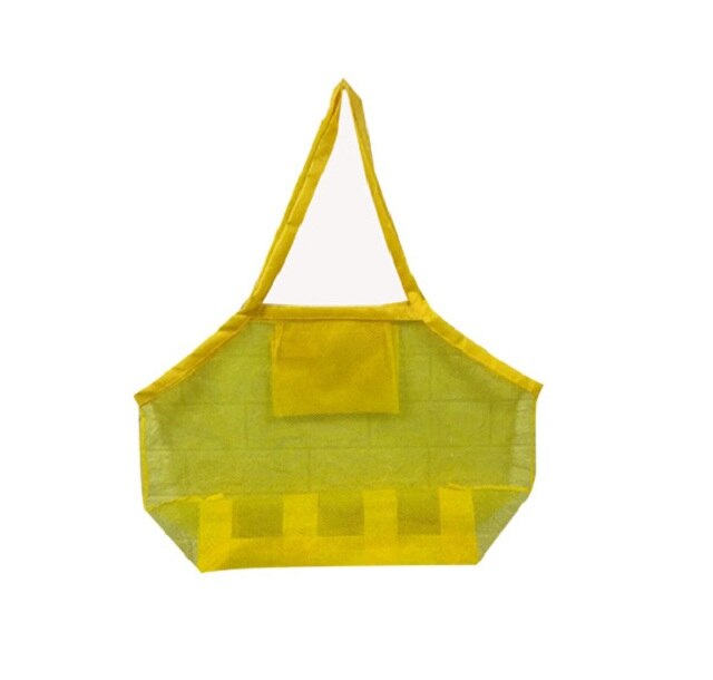 Portable Foldable Kids Beach Toys Mesh Bag Children Bath Beach Toys Pouch Bag Child Baby Large Mesh Tote Baskets Storage Bag: yellow