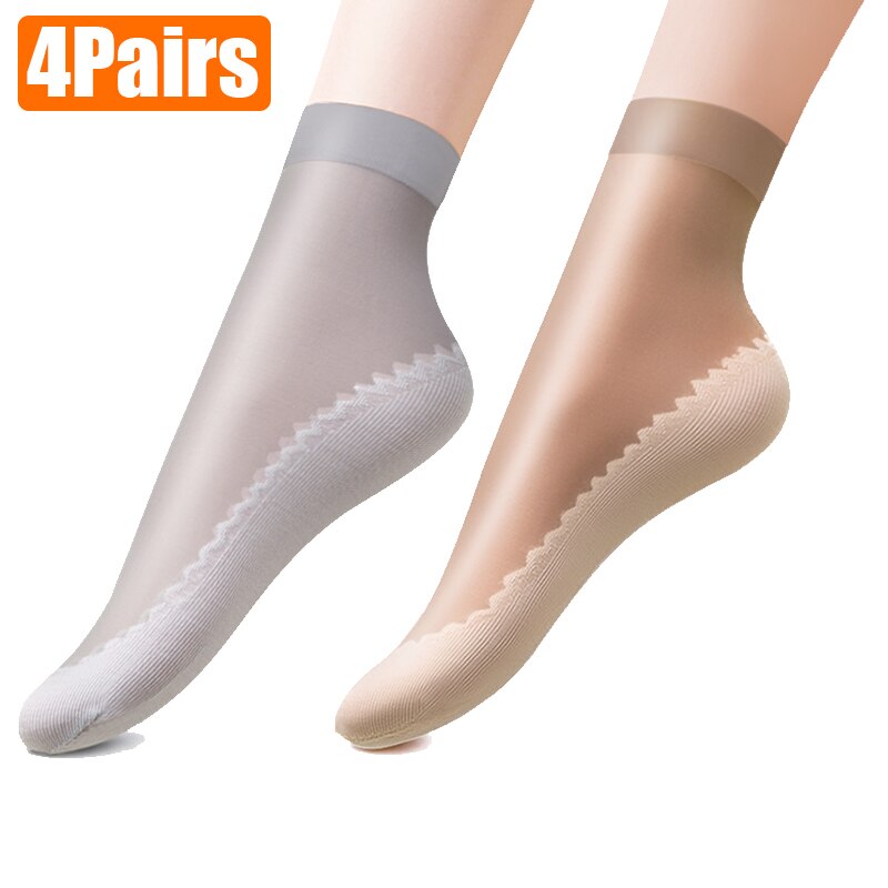 4Pairs Lente Zomer Fluwelen Zijde Vrouwen Sok Katoen Onderkant Avondmaal Zachte Klassieke Ultradunne Comfortabele Transparant Casual Sokken: 4Grey and 4Coffee