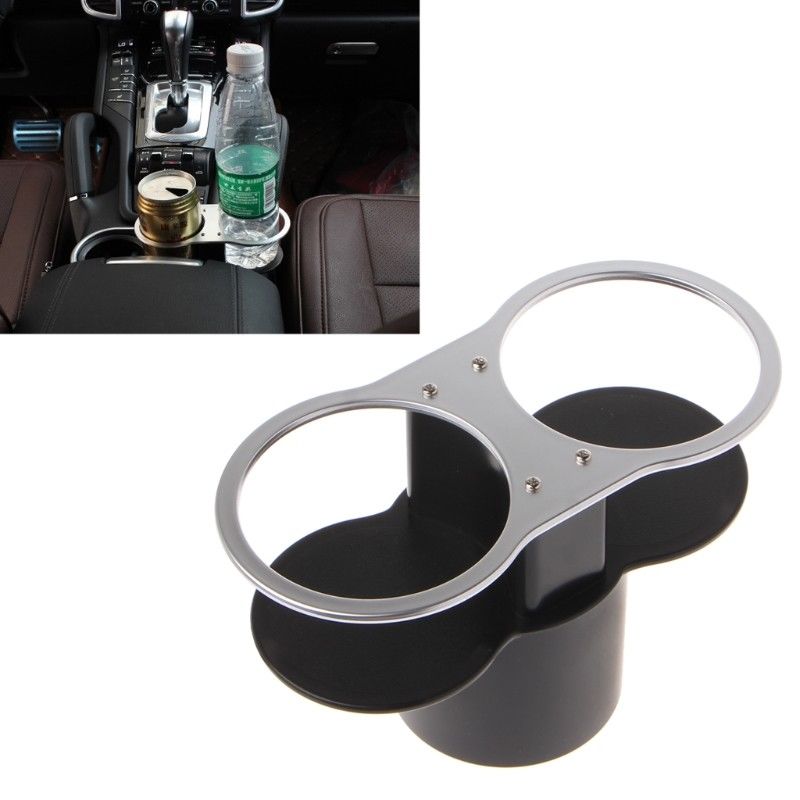 Soporte Universal para bebidas de coche, Soporte para vasos con doble agujero, suministros para automóviles, accesorios para coche, portabotellas negro