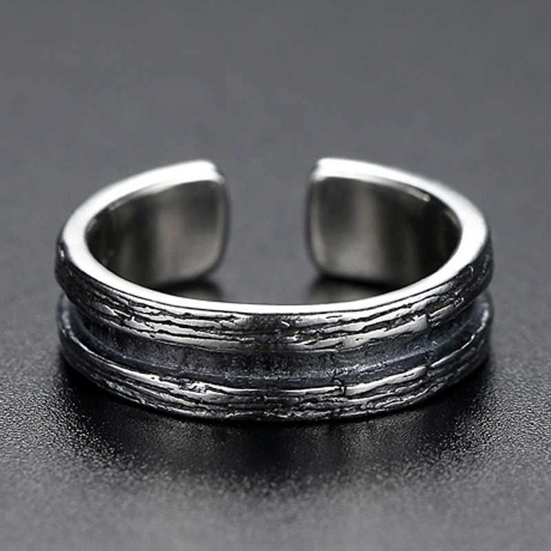 Nuovo arrivo anello in argento 925 formato aperto retrò gioielli da uomo personalità multi linee design maschile accessori per dita indice