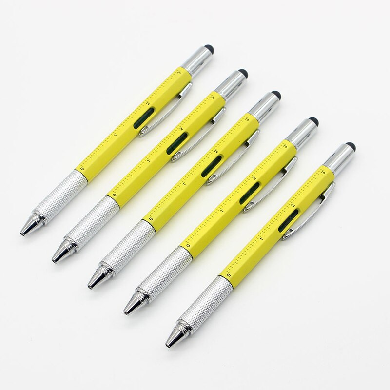 1,0mm multifuncional Spirit Level con destornillador bolígrafo de negocios o bolígrafo conmemorativo de la escuela: yellow