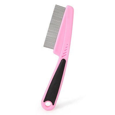 Peine para pulgas para mascotas, suelto, removedor de garrapatas para perros, gatos, mascotas pequeñas, herramienta de aseo para cabello corto y largo, ligero: Rosa