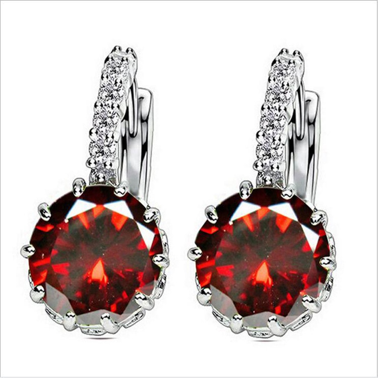 1 pz di Vendita Blu Orecchio di Lusso Orecchini A clip Donna Rotonda con cubo Zircon Degli Orecchini Del Fiore Dei Monili Delle Donne