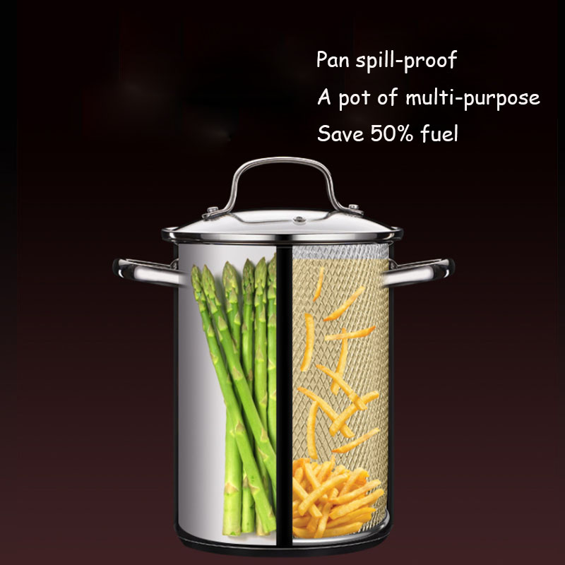 304 Rvs Asperges Pot Met Diepe Gebakken Mand Hoge Soeppan Friteuse