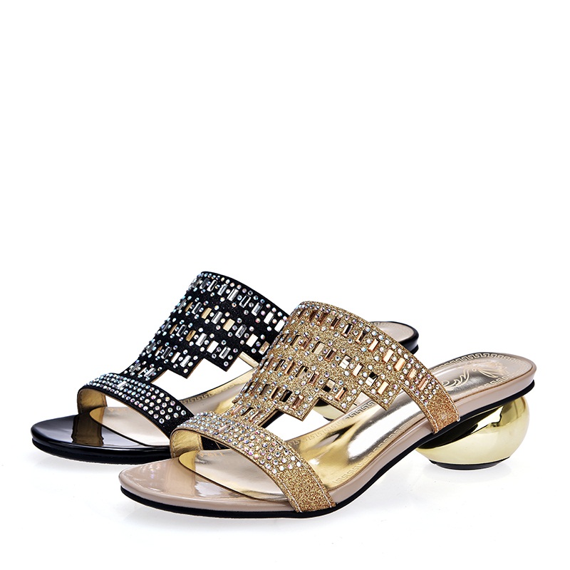 MORAZORA Grote maat 34-43 med hakken schoenen 4 cm strass twee kleuren zomer schoenen sandalen vrouwen party schoenen PU