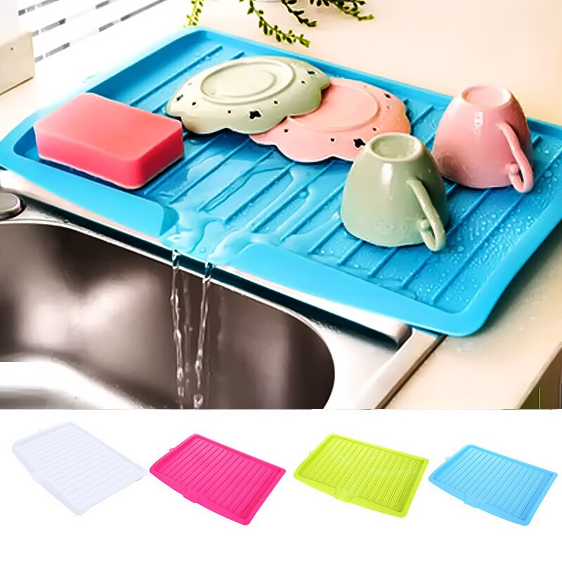 Kitchen Drain Rack Silicone Dish Drainer Tray Large Sink Drying Rack Worktop Organizer Drying Rack For Dishes Tableware