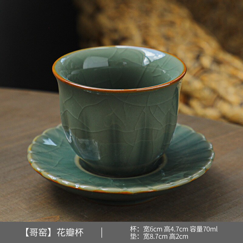 Taza de cerámica para café expreso con platillo, de pequeña capacidad taza de café, cambio de horno, taza de té turco, posavasos de Kungfu chino: 02