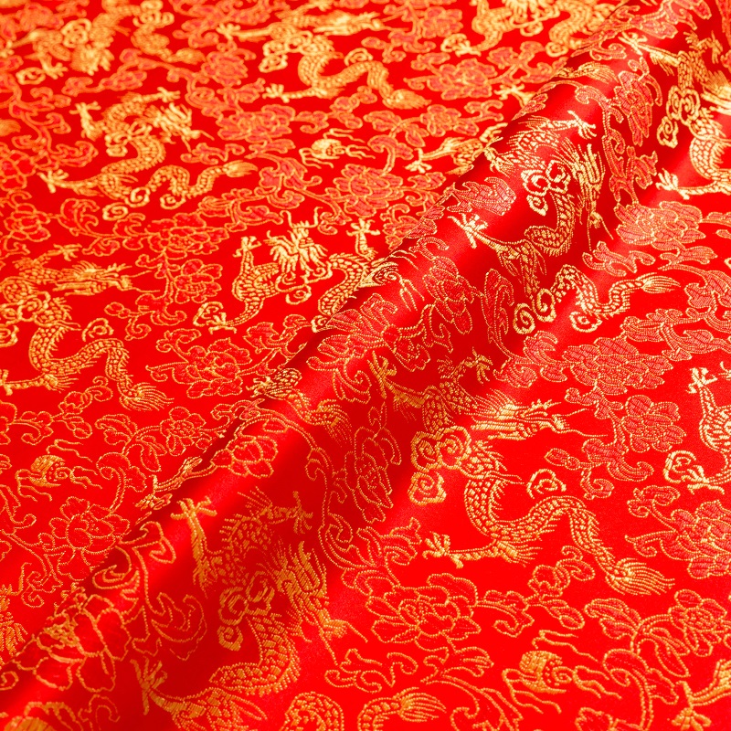 Brokadtyg för klänning jacquard siden drakmönster tyger för att sy cheongsam och kimonomaterial: 1