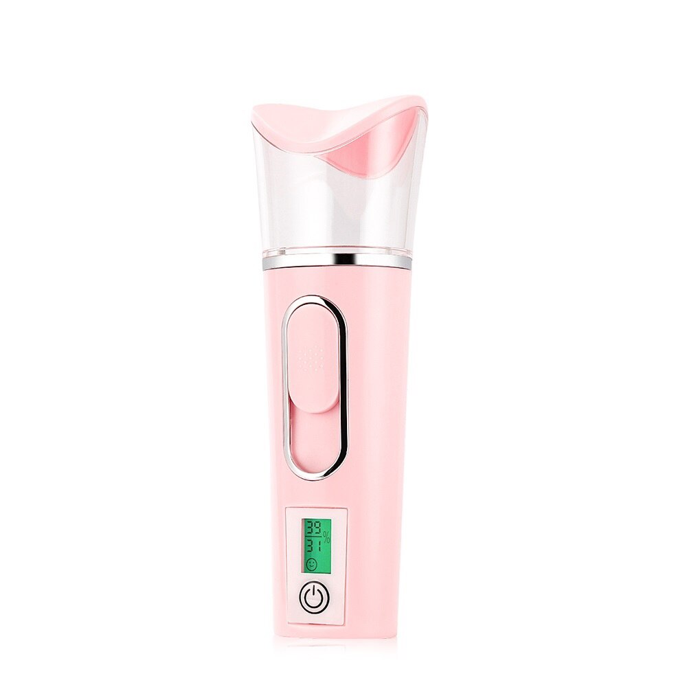 Vaporizador Facial 3 en 1 Nano, vaporizador para prueba de la piel, pulverizador de niebla, medidor de humedad de la piel, Banco de energía, Humidificador Facial USB: Rosa