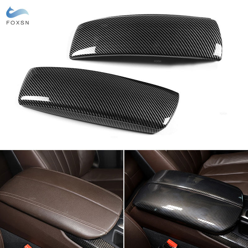 Car Carbon Fiber Texture Center Console Armrest Box Pad Protection Cover For BMW X5 E70