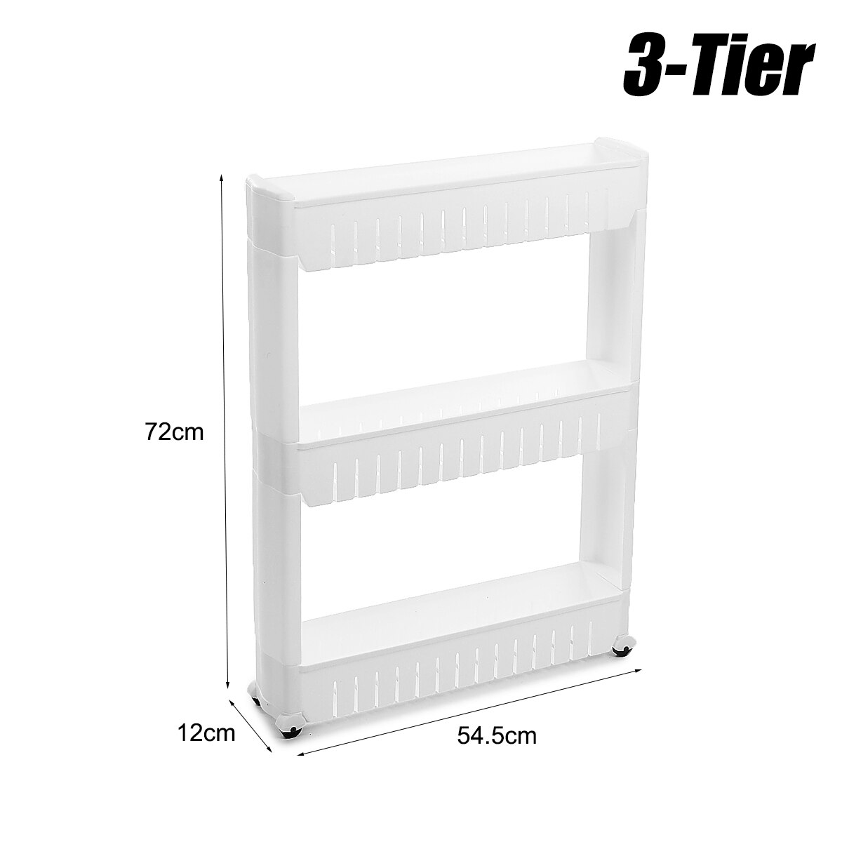 3/4 Tier Home Organizer Kitchen Trolley Slim Crack Slide Out Trolley Cart Storage Holder Rack Shelf Organiser Tools With 4 Wheel: 3 Tier