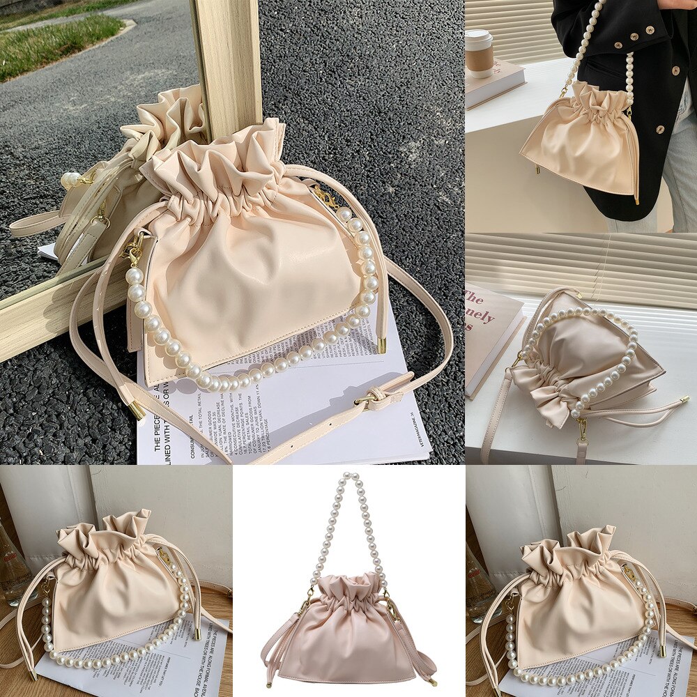 Sommer Beliebte Tasche Neue Gürtel Perle Kette Tasche frauen Geschlungen Eimer Tasche Satchel Weibliche