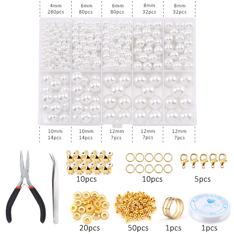 Acryl Perle Perlen Set Schmuck Herstellung Kit Party Armband DIY Werkzeuge Hochzeit Ohrring Halskette Perlen Handwerk Zubehör: set1-550pcs