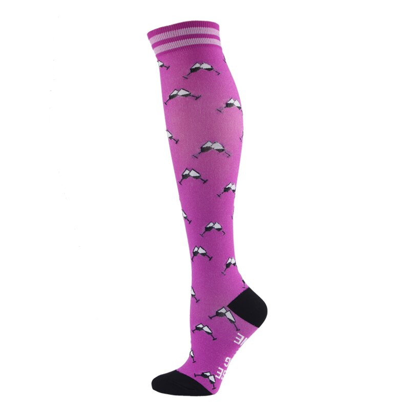 Compression Stockings Neutral Sports Socks Nylon Material Prevent Varicose Veins Cartoon Pattern Unisex Soccer Socks: 5 / S/M