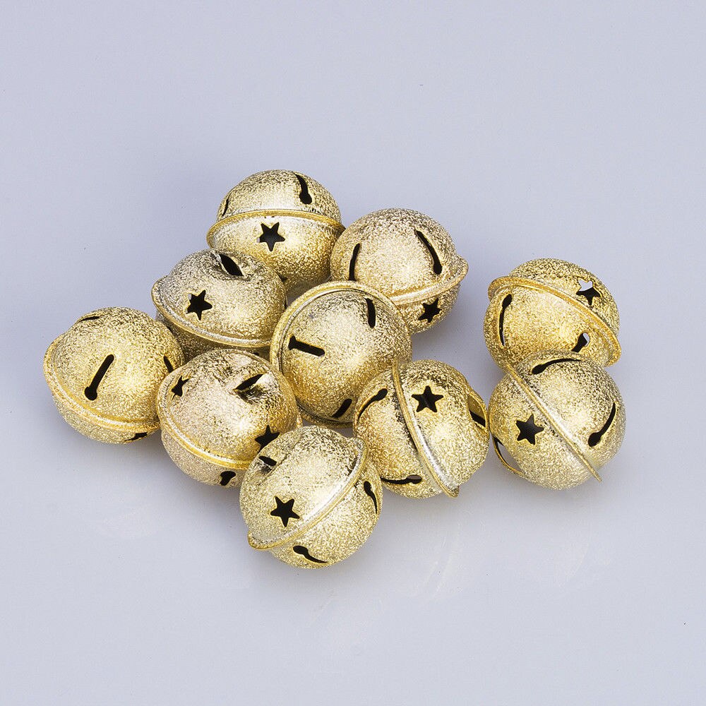 10 stk løse perler jingle bells vedhæng charms juledekoration xmas diy håndværk: Guld